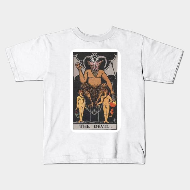 The Devil, Raider Waite Tarot, Divination Tarot Kids T-Shirt by snowshade